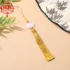 Pingente de Borla de Lótus de Jade Branco Dupla Face, Ornamento Pendurado de Borla Vertical, Acessórios Decorativos Antigos, Venda por Atacado do Fabricante
