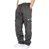 Pantalones Deportivos Casuales Transfronterizos Diseño de Pierna-dedo Multibolsillo Botón de Cordón Verde Militar Sueltos para Hombre