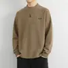 Camiseta de Terciopelo de Doble Cara para Hombre para Otoño e Invierno, Sudadera Cálida Engrosada con Letras, Camiseta Interior de Terciopelo de Manga Larga, Top Bordado