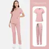 Ropa de Trabajo para Salón de Belleza, Ropa Quirúrgica para Quirófano, Traje Uniforme Elástico de Enfermera de Manga Corta para Doctor, Exportación