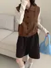 2026 Otoño Temprano Nuevo Chaleco Cardigan de Punto Hueco con Solapa Color Sólido Para Superponer Sin Mangas Suéter Chaleco Ropa de Abrigo Moda para Mujer