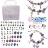 Conjunto de Caixa de Presente Azul O Mais Vendido da Amazon Pulseira de Cristal de Desenho Animado Infantil Joias Artesanais DIY Pulseira de Presente para Mulheres