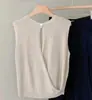 Top blanco sin mangas de moda de nicho estilo francés con cuello redondo, nuevo verano 2026 para mujer, fino, versátil, suave y suave