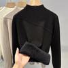 Roupas Novas de Outono e Inverno Tricô de Gola Alta Grossa para Mulheres 2025 Camiseta Térmica de Veludo All-In-One Top Quente Forrado com Lã