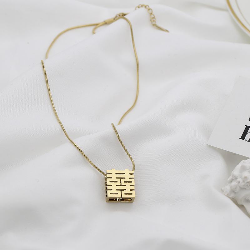 SKU-01-【8323】 喜字 项链 金色