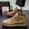 Botas Martin Amarillas para Hombre Tendencia Primavera y Otoño Suela Suave Cómodas Botas de Cuero de Caña Alta Británicas Botas de Trabajo Casuales para Hombre
