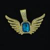 Colgante de alas de ángel de lujo ligero para hombre y mujer, estilo hip hop, con cadena cubana de esmeralda.