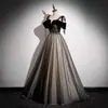 Vestido de Noche Negro para Mujer, Diseño de Princesa Francesa, Elegante, Elegante, Ropa Hermosa para Actuación Vocal en Solitario