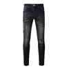 Jeans negros skinny ajustados elásticos con estampado de marca de moda, parchados, con grafitis creativos desgastados, nuevo estilo para primavera y otoño