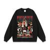 Camiseta de manga larga con estampado de hip hop para hombre, estilo retro europeo y americano, con personajes de boxeo antiguos, lavada, corta y extragrande