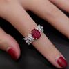 Anillo de Rubí con Diamantes de Alto Carbono de 3 quilates de Alta Calidad para Mujer, Anillo de Diamantes de Ala Ancha, Rubí de Corindón Rojo Paloma