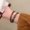 Set de Pulseras de Granate con Cuentas para Mujer 2025 Nuevos Accesorios Pulsera Edición Limitada de Año Nuevo Hilo Rojo Lujo Ligero Nicho