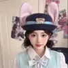 Zootopia Judy Coelho Policial Chapéu de Aba Curta Fofo Doce Menina Coração Boina Chapéu de Coelho de Orelha Desenho Animado