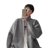 Suéter de punto con cremallera para hombre, nuevo, otoño e invierno, color gris, cuello semi alto, chaqueta de punto, top deportivo para fitness, moderno