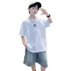 2026 Verão Novo Estilo Camiseta Infantil Americana Tendência Legal Desenho Animado Estampado Manga Curta Casual para Meninos Gola Redonda Confortável
