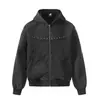 Cardigan com Capuz Masculino Tendência Estilo de Rua Europeu e Americano 2026 Cor Sólida Jaqueta Moletom Casual Fonte Atacadista 34