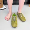 Tênis esportivos casuais femininos, tênis de treino alemães, com cadarço, sola reta, versão de nicho retrô versátil, sapatos de couro macio para estudantes de verão