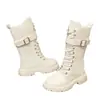 Botas femininas abaixo do joelho 2026 outono e inverno botas longas de cano alto para desfiles de moda infantil botas de cano alto de princesa