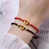 Pulsera de Pareja con Hebilla de Paz Tejida para Mujer, Pulsera Simple de Paz de Cuerda Roja, Regalo para Mejor Amiga, Pulsera de Joyería, Estilo Chino