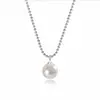 Collar de Perlas Redondas de Agua Dulce Extremadamente Brillantes Plata de Ley 925 Colgante Blanco Australiano Impecable Cadena para Clavícula Joyería de Alta Calidad