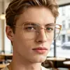Gafas cuadradas de moda y sencillas estilo europeo y americano, unisex, modernas, elegantes, con filtro de luz azul, de metal, versátiles, para celebridades de internet, lisas