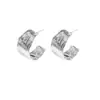 Pendientes de aro con textura retro, serie simple de aguja de plata S925, temperamento de alta calidad, combinables con todo, tipo C.