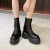 Sandálias de Malha com Plataforma Impermeáveis e Salto Ultra-Alto de 12cm 2026 Novo Estilo Primavera Bico Redondo Solado Grosso Salto Bloco Botas Curtas que Aumentam a Altura para Mulheres