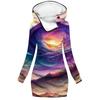 Popular moda de Amazon falda-suéter para mujer suéter con capucha de impresión de paisaje digital 3D top tipo jersey para mujer venta al por mayor