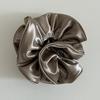 Estilo coreano de alta calidad, tamaño grande, doble capa, borde de satén, scrunchie de intestino grueso, flor para el pelo de mujer, elegante, cuerda para el pelo de cola de caballo, flor para el pelo de mujer
