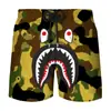 Shorts de Verão Novo Estampa Digital 3D de Tubarão Casal Moda Japonesa Marca Masculino e Feminino Calças de Praia Fresco