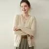 26 Novos Suéteres de Caxemira Outono e Inverno Cardigã Feminino Gola Redonda Cor Lisa Versátil Suéter de Caxemira Jaqueta de Tricô Top Solto