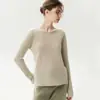 Caxemira 100% pura, coleção outono 2026, novo suéter de tricô macio de caxemira com gola redonda, estilo coreano, minimalista, para mulheres