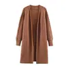 Roupas Femininas Transfronteiriças Outono e Inverno 2025 Estilo Europeu e Americano Jaqueta Cardigã Longo de Tricô com Decoração de Rebites para Mulheres E75163