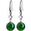 Nuevo producto temperamento cuentas verdes cuentas redondas simulación jaspe de Hotan calcedonia verde aretes largos aretes para mujer joyería para la oreja al por mayor