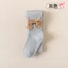 Meia-calça Infantil Feminina Estilo Coreano com Laço para Primavera e Outono, Algodão Penteado Dupla Malha Canelada, Roupa Íntima para Bebê com Pé