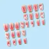 Flores Casuales Suave Hielo Rubor Uñas Borde Verde Dulce Parche de Uñas Los Más Vendidos de Xiaohongshu Parches de Uñas Portátiles