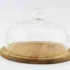 [Fábrica de Origen] Bandeja de Madera de Acacia Tapa de Vidrio Lazy Susan Borax Sílice Vidrio Transparente Cubierta de Comida