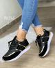 Zapatos planos deportivos y de ocio de comercio exterior para mujer, nuevos, de estilo europeo y americano, de gran tamaño, suela gruesa, de color a juego, con punta redonda y cordones.