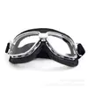 Gafas de Karting, Gafas Retro, Gafas de Motocicleta Harley, Gafas a Prueba de Viento, T11 Cuero Negro Marco Plateado