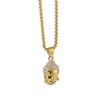 Fuente de comercio exterior europea y americana hip-hop versátil acero de titanio Personalidad Diamante colgante cabeza de Buda personalidad hombres y mujeres collares de pareja