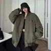 Jaqueta Bomber Verde Militar Masculina Estilo Americano Retrô Roupa de Baseball de Rua Vibe Marca de Moda High Street Jaqueta de Casal