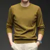 Nueva colección de otoño e invierno: Suéter Puyuan para hombre, de color liso, cuello redondo, tejido jacquard, casual y elegante, diseño simple, perfecto como capa base