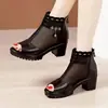 Sandalias de Malla con Tacón Grueso y Boca de Pez para Mujer, Nuevo Estilo Verano 2026, Sandalias Cómodas con Tacón Grueso y Suela Suave para Mamá, Sandalias de Tacón Medio de Moda en Tallas Grandes