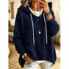 Sudadera con capucha casual de manga larga holgada de punto gofre para mujer europea y americana de desarrollo propio 2026 estación independiente de Amazon