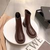 Botas Martin para Mulheres, Marrom, Estilo Britânico, Sola Grossa, Cano Alto, Aumenta a Altura, Retrô, Modernas, Impermeáveis, Botas Chelsea de Cano Curto