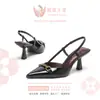 Sapatos de Salto Alto Silenciosos da Moda, Sapatos de Salto Alto Elegantes e Luxuosos para Mulheres, Bico Fino Boca Rasa, Fivela Horsebit, Sandálias de Salto Alto com Tira Única