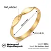 Fornecimento exclusivo transfronteiriço de pulseiras de aço inoxidável douradas para mulheres, design aberto simples, acabamento espelhado de luxo leve, não desbota, atacado transfronteiriço