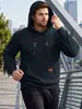 Sudadera con capucha para hombre transfronteriza, Amazon primavera/otoño jacquard texturizado de manga larga con bolsillo canguro etiqueta de cuero cordón sudadera casual