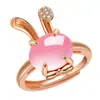 Una Variedad de Anillos de Corona de Corazón Hueco, Anillos de Reina de Corazón Estilo Japonés de Lujo Ligero con Cristal Rosa, Mis Anillos Corazón Eterno