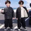 Jaqueta de Couro para Meninos Outono e Inverno Slim Fit Estilo Coreano Moda Infantil Bebê Pique Jaqueta de Couro com Forro de Lã Casual Versátil